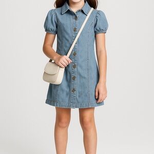💙 Cat & Jack Denim Shirt Dress XS — Casual Chambray Button-Front Style 👗